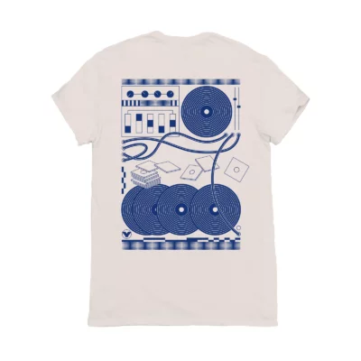 YOYAKU T-SHIRT Synths and Records - White/Blue